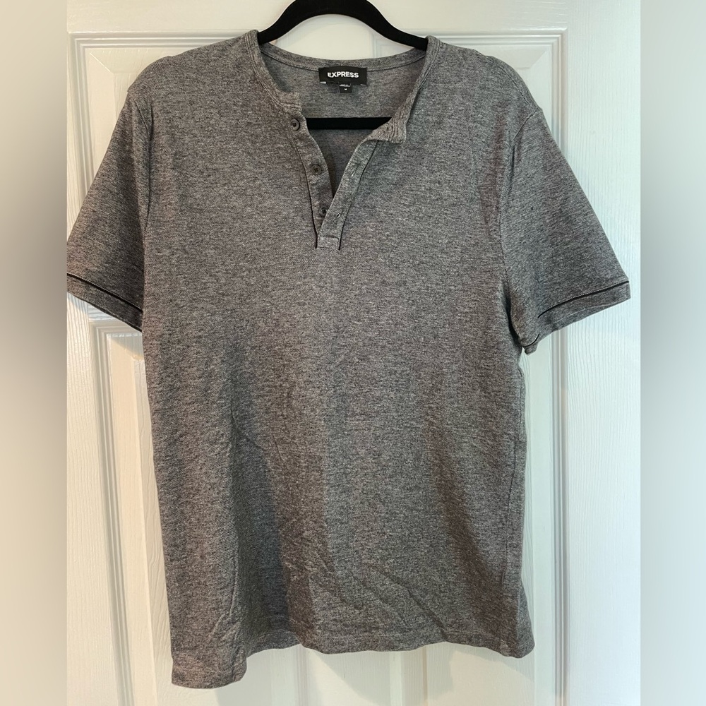 Express Gray Casual Button Down T-Shirt